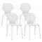Costway Metal Dining Chair Set of 4 Armless Kitchen Hollowed Backrest & Metal Legs Blue/White